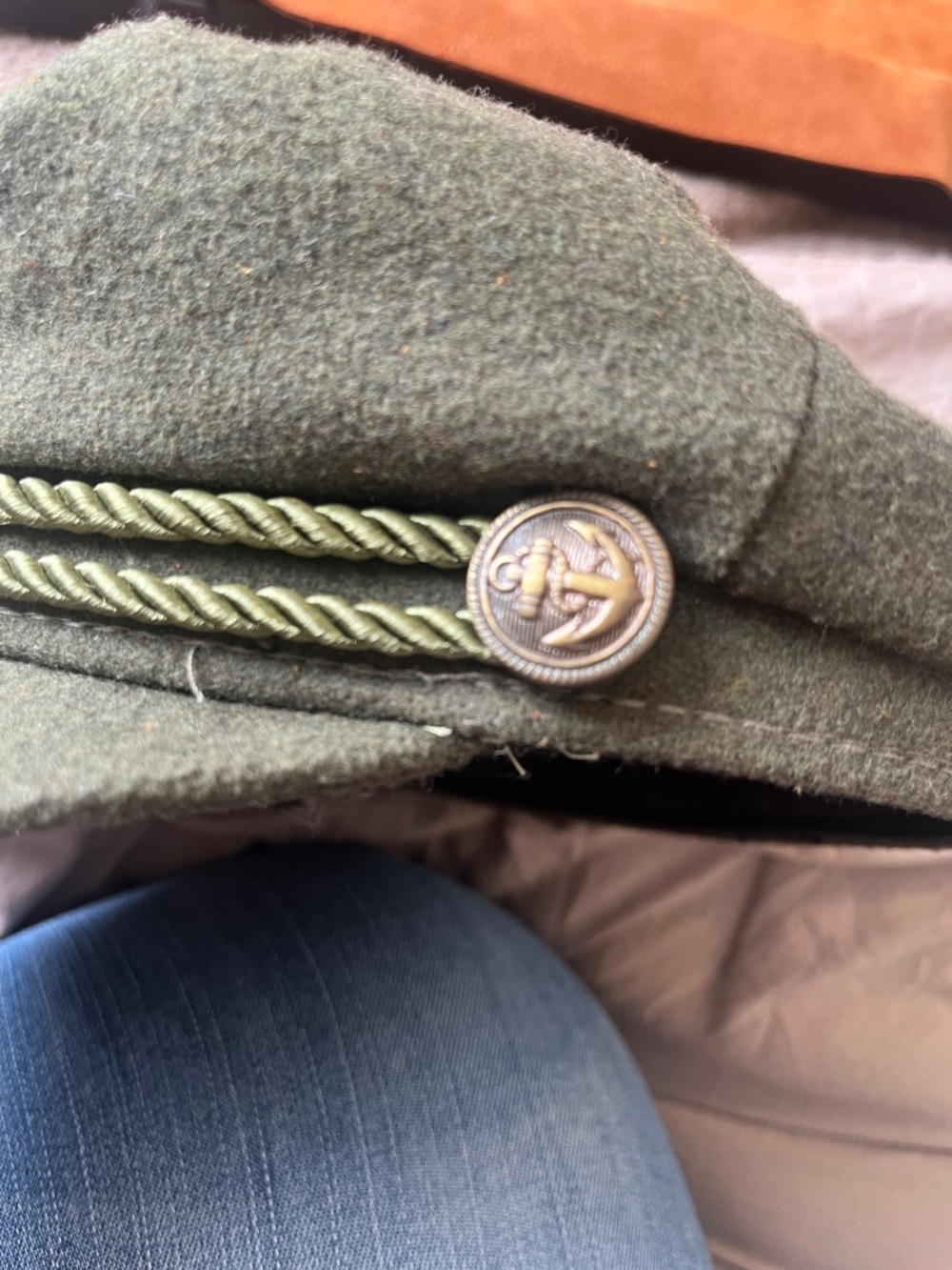 Mariner or Sailor Cap Olive Green Wool-Blend Cap - Picture 7 of 8
